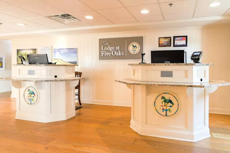 The Lodge at Five Oaks front desk